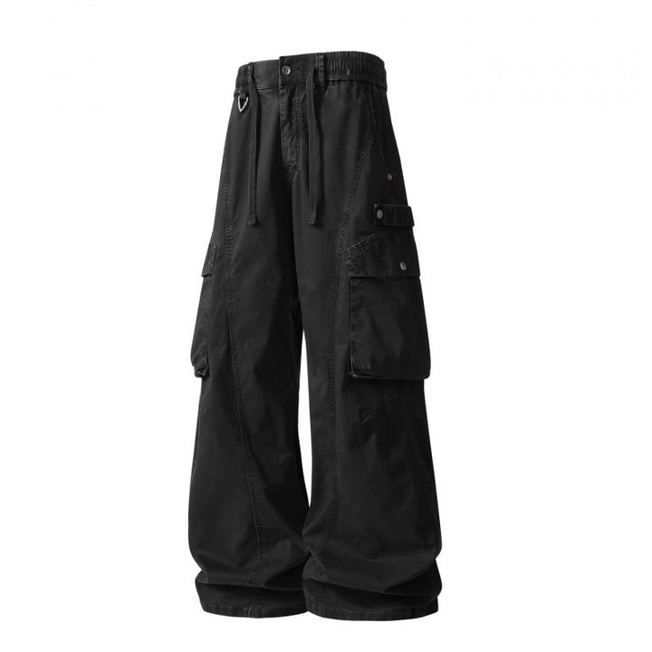 Men's Loose Cargo Pants in Baggy Cut with Utility Pockets and Drawstring Waist Mune Fashion