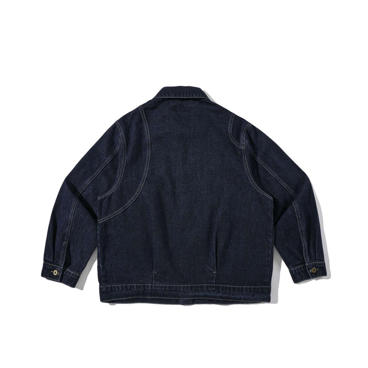 Unisex Boxy Denim Jacket in Workwear Style with Distinctive Round Pockets Mune Fashion