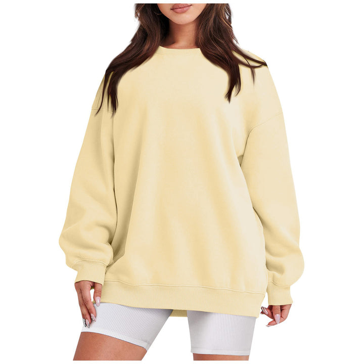 Women's Longline College Sweatshirt with Ribbed Hem, Raglan Sleeves and Brushed Inner Side Mune Fashion