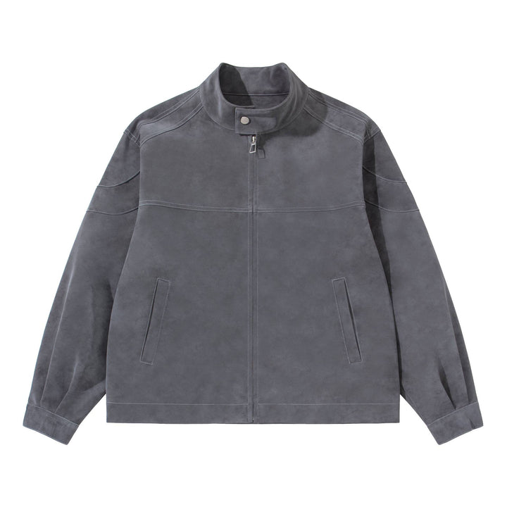 Men's short blouson in suede look with stand-up collar and concealed zipper Mune Fashion