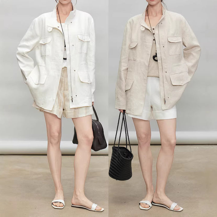 Women Light and Airy Linen Jacket Mune Fashion