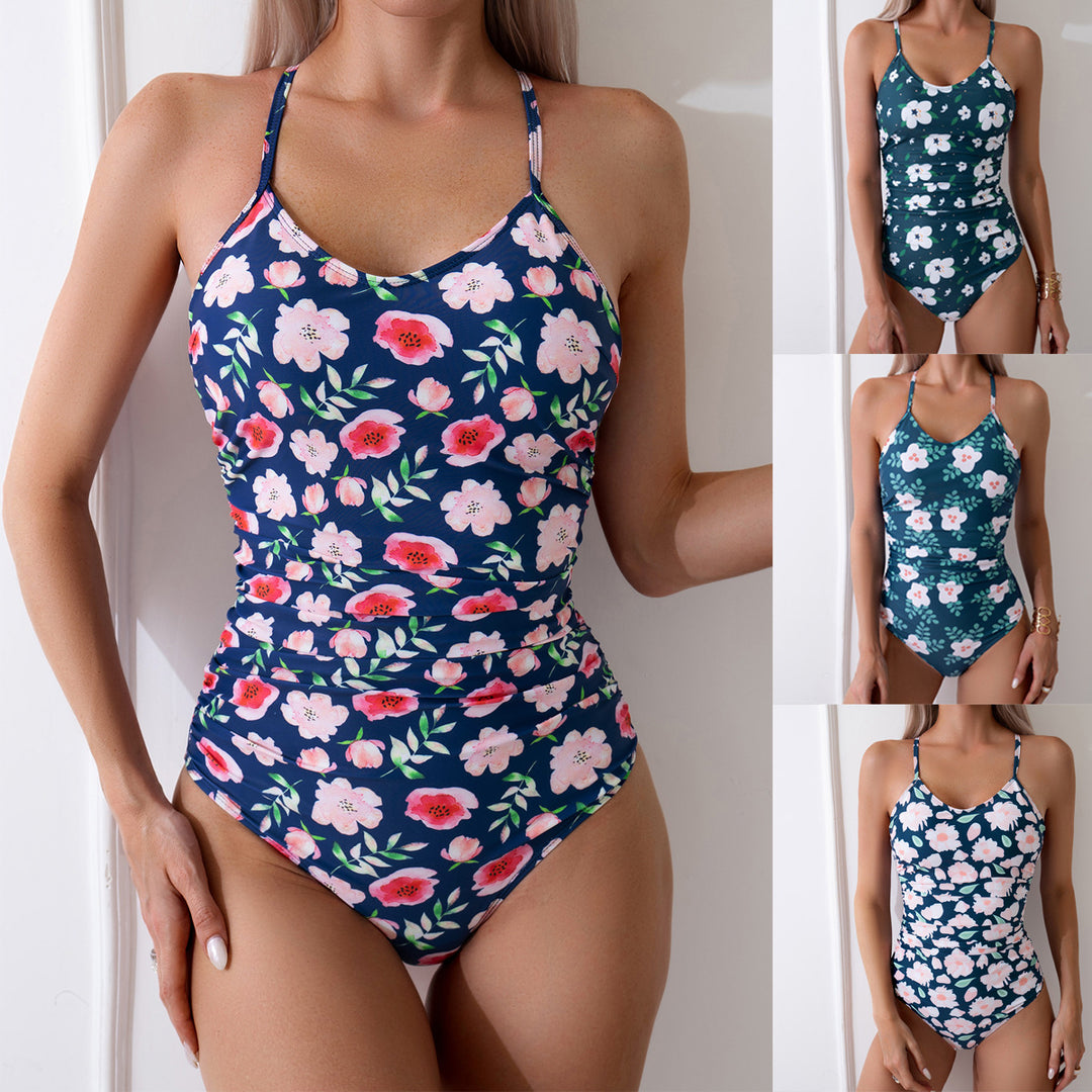 Women's Floral Faux One-Piece Swimsuit Mune Fashion