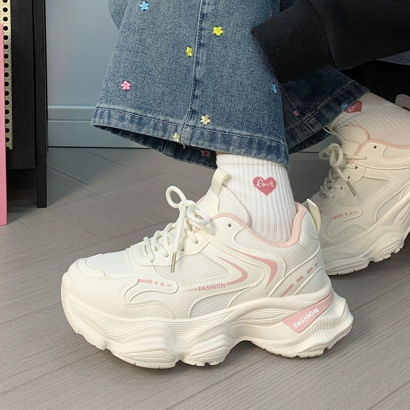 Women Sculpted Wedge Sneakers with Staggered Platform Sole, Breathable Mesh and Padded Comfort Collar Mune Fashion
