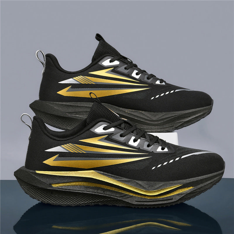 Men's lightweight cushioned road running sneakers with high EVA platform sole and breathable knitted upper Mune Fashion