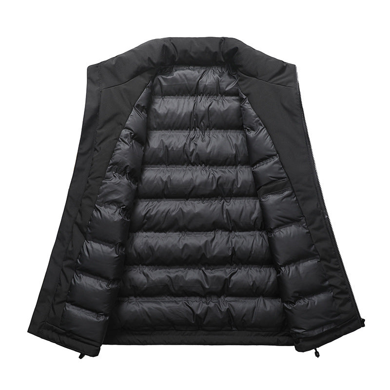 Men's Padded Utility Vest with Stand Collar, Zipper Pockets & Drawstring Mune Fashion