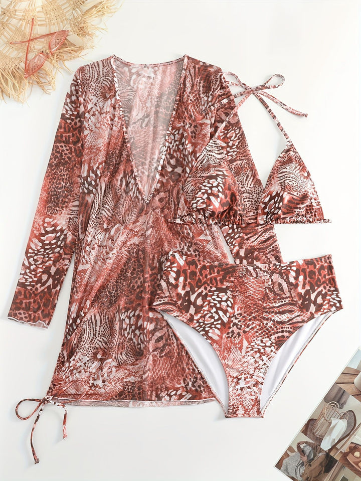 Ladies bikini set with elegant wrap dress Mune Fashion