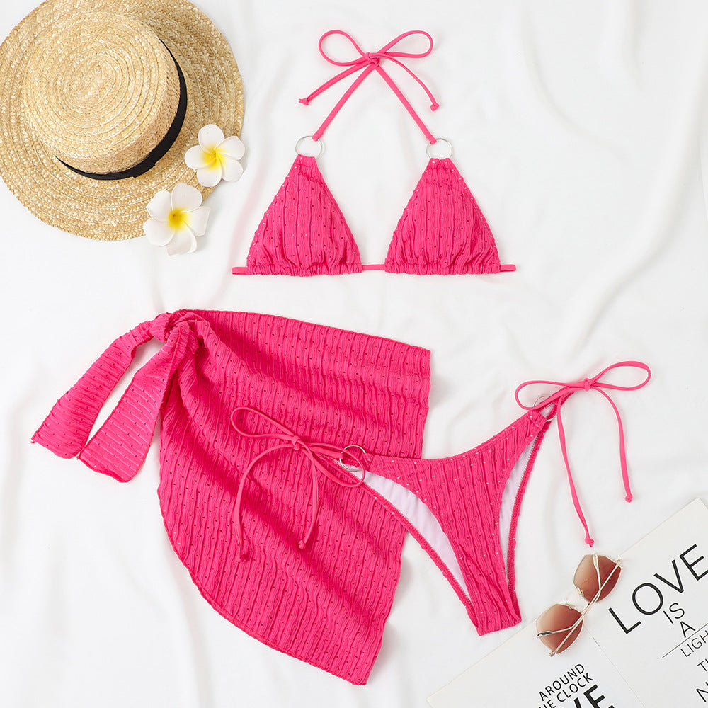 Women's Triangle Bikini Set with Stylish Wrap Skirt Mune Fashion