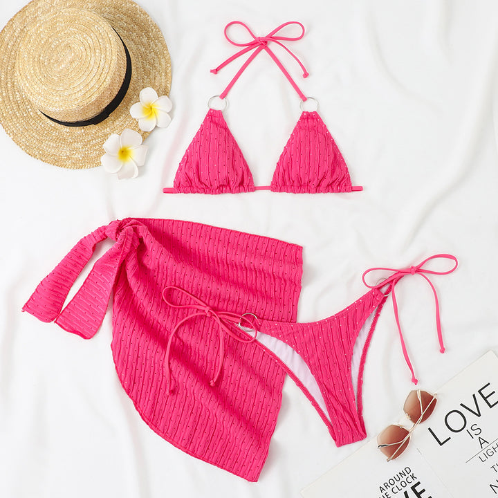 Women's Triangle Bikini Set with Stylish Wrap Skirt Mune Fashion