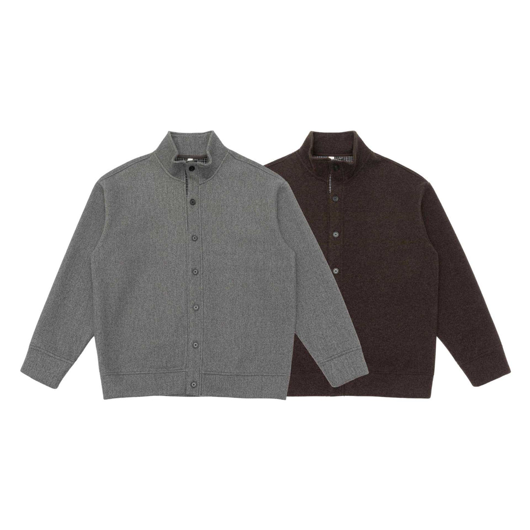 Men's wool blend jacket with stand-up collar and full button placket Mune Fashion