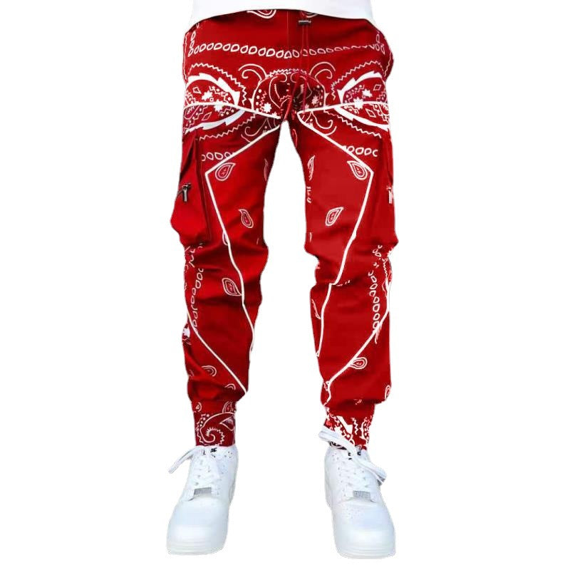 Men's cargo jogging pants with bandana print, drawstring & multiple pockets Mune Fashion