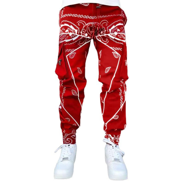 Men's cargo jogging pants with bandana print, drawstring & multiple pockets Mune Fashion