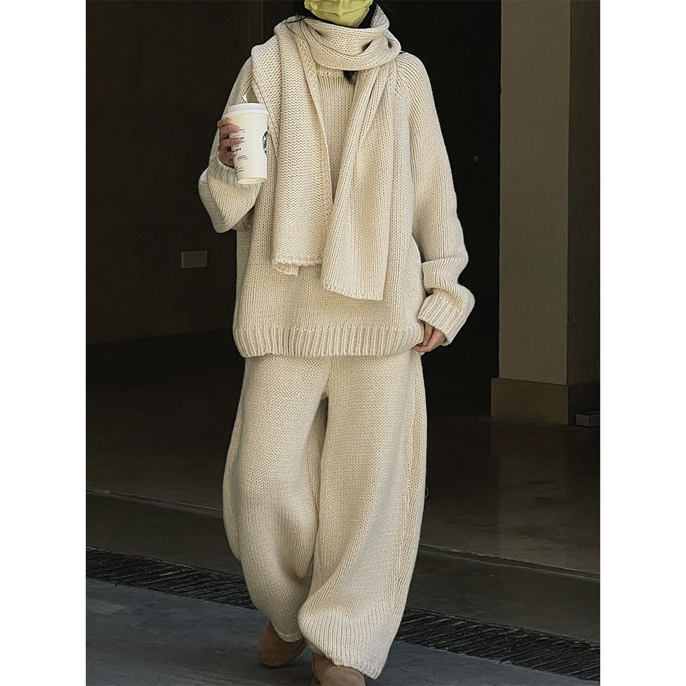 Women Relaxed Chunky Knit Raglan Sweater with Wide Hem and Ribbed Finish Mune Fashion