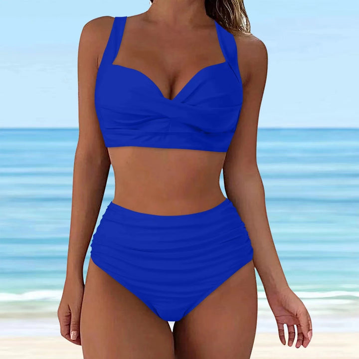 Women's High-Waisted Bikini Set with Elegant Pleated Look Mune Fashion
