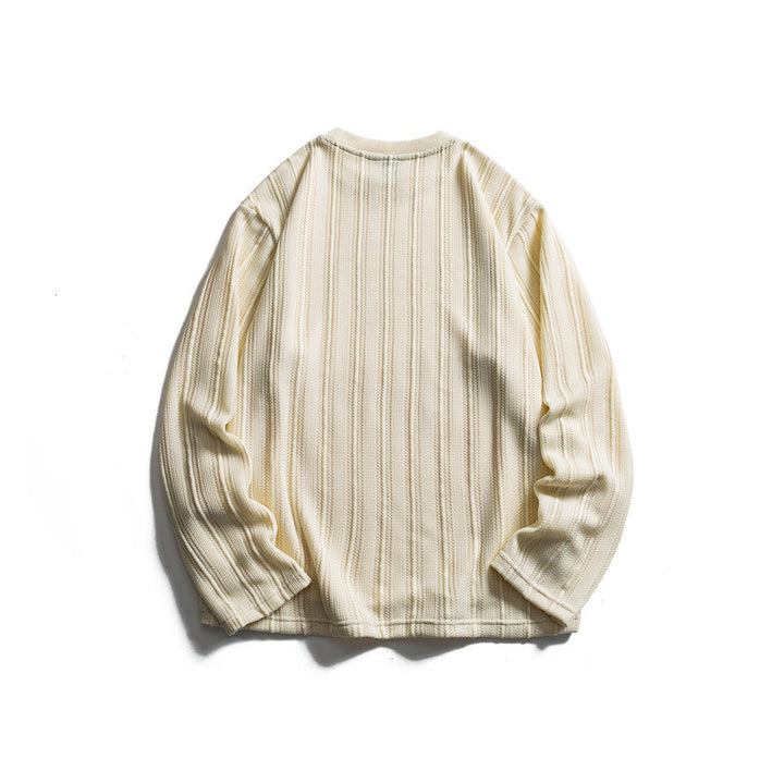 Unisex fine structure round neck pullover with vertical rib look and relaxed fit Mune Fashion