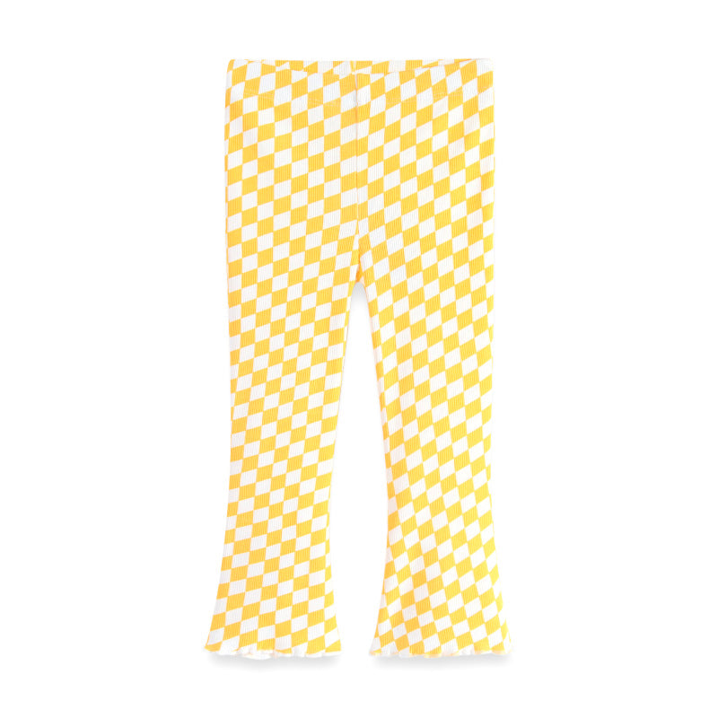 Girl Flared Leggings with Checkered Design Mune Fashion
