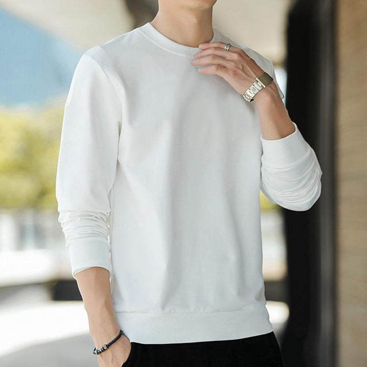Men's Minimalist Cotton Sweatshirt with Crew Neck and Ribbed Cuffs Mune Fashion