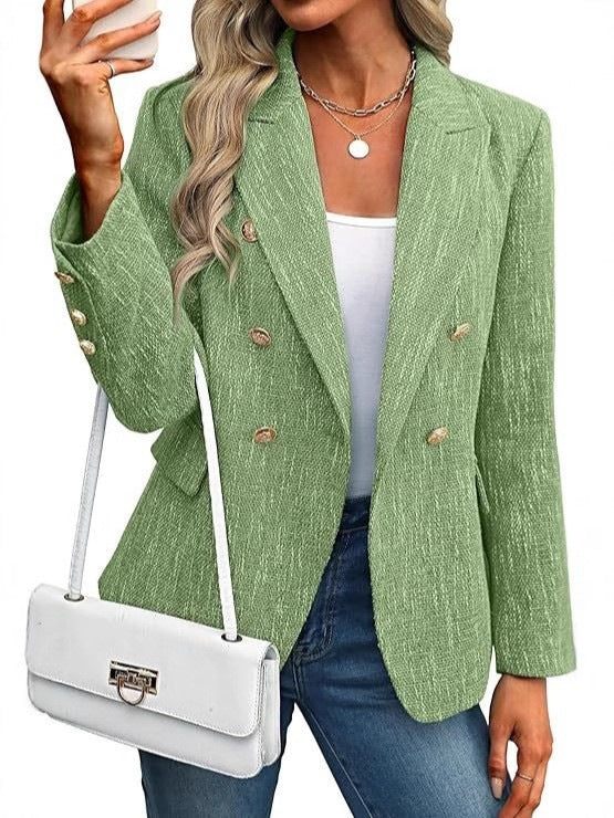 Women's Fashionable Double-Breasted Blazer Jacket