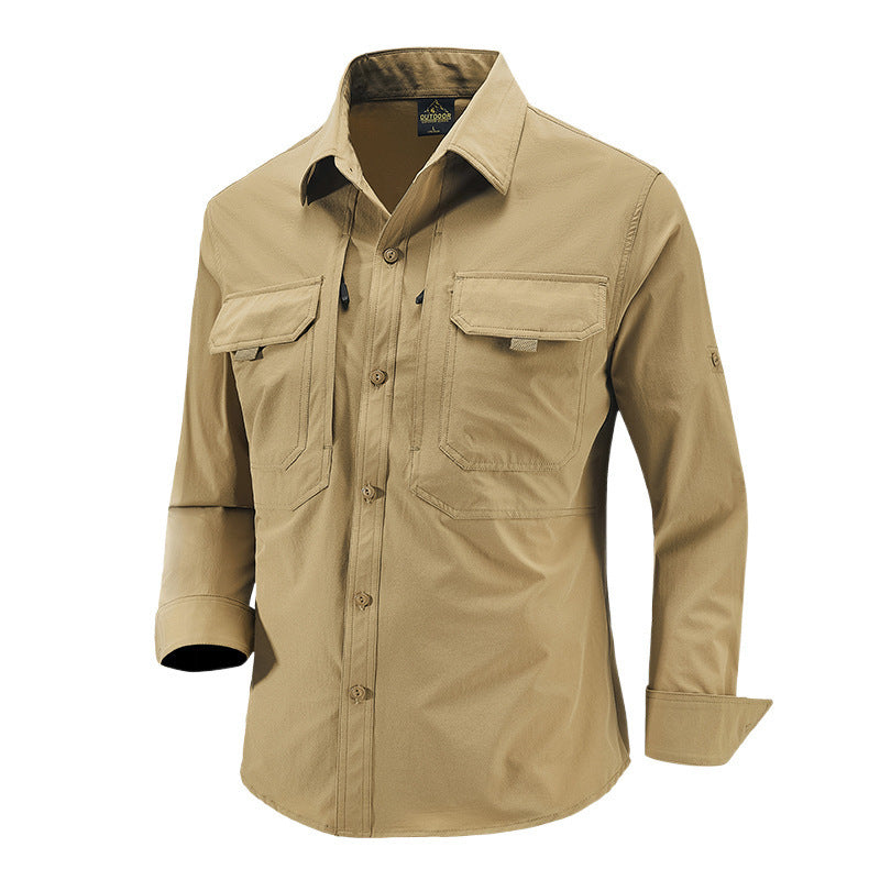 Men's Technical Field Shirt with Ripstop Structure, Chest Pockets and Roll-Up Sleeves Mune Fashion