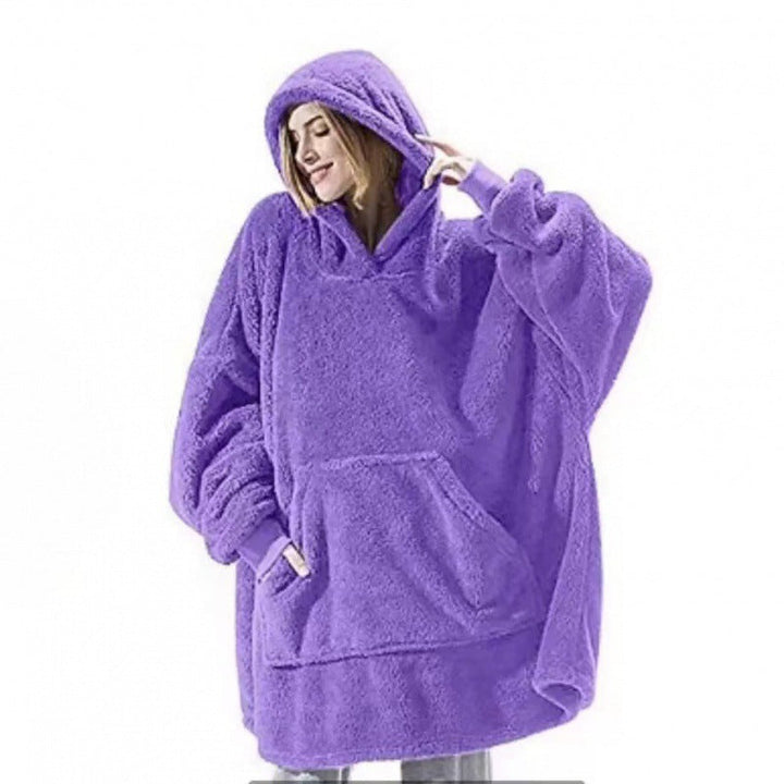 Women's Oversized Fleece Hoodie with Kangaroo Pocket and Hood Mune