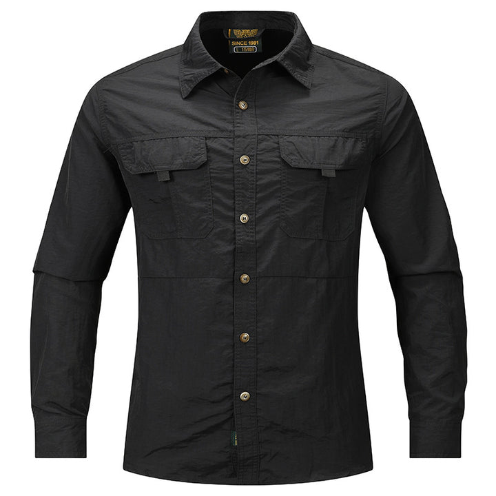Men's lightweight utility outdoor shirt with raised flap chest pockets and roll-up sleeves Mune Fashion
