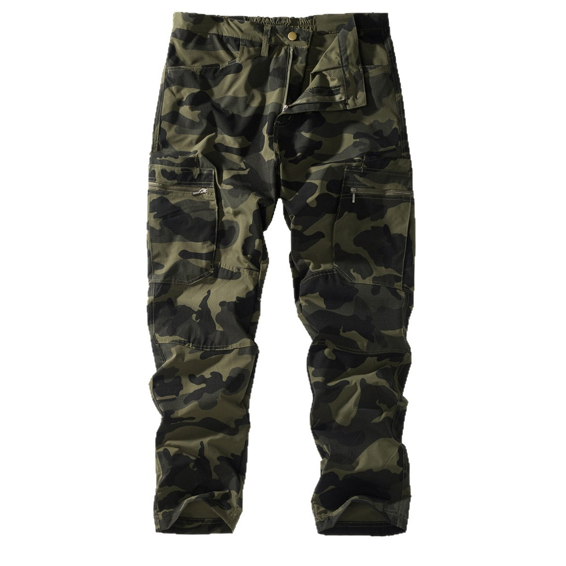 Men's Tactical Cargo Pants with Knee Reinforcement, Multiple Zipper Pockets and Elastic Waistband Mune Fashion
