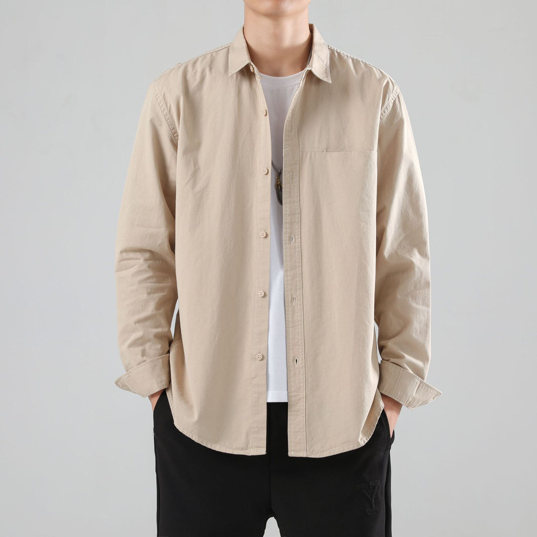 Men's Loose Cotton Overshirt with Chest Pocket and Light Texture Mune Fashion