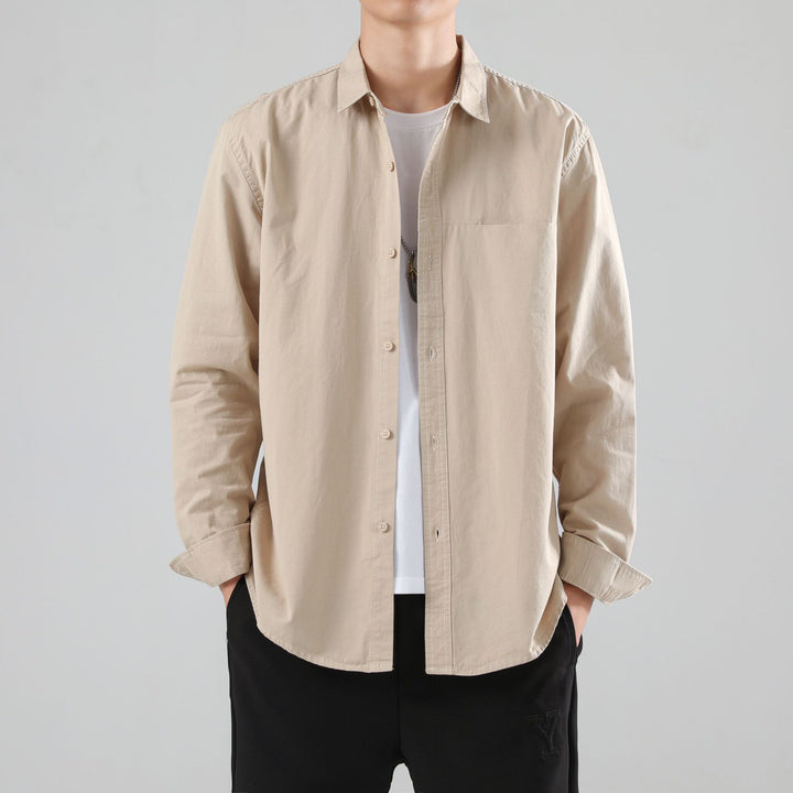Men's Loose Cotton Overshirt with Chest Pocket and Light Texture Mune Fashion