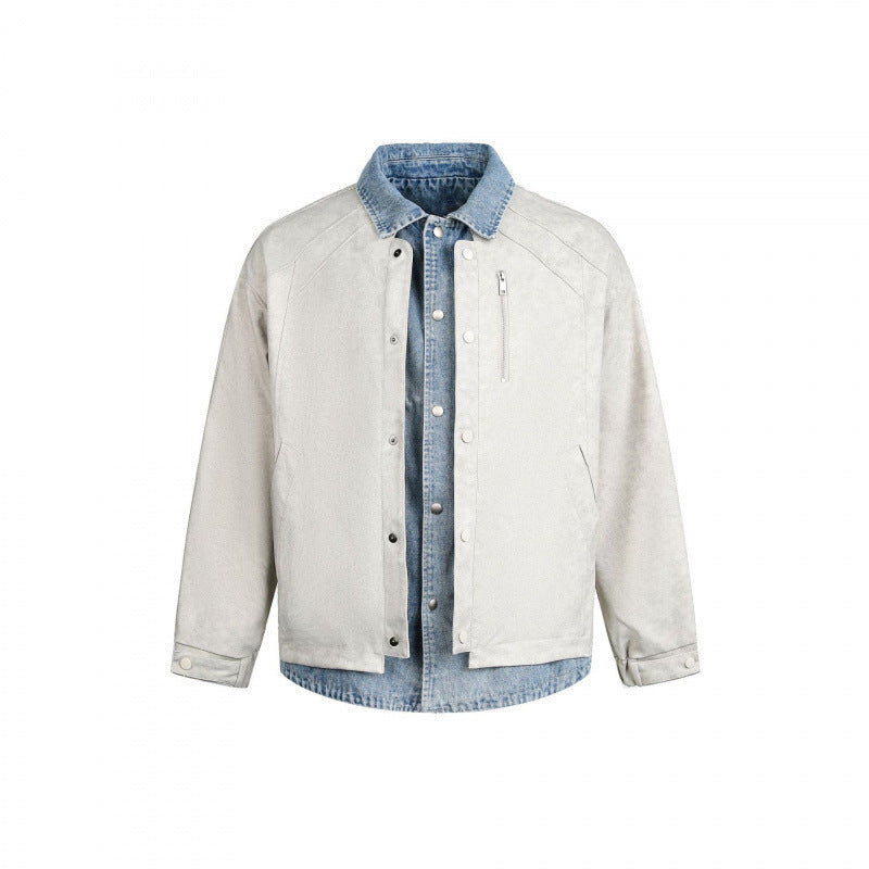 Men's layering jacket with suede look and integrated denim lining Mune Fashion