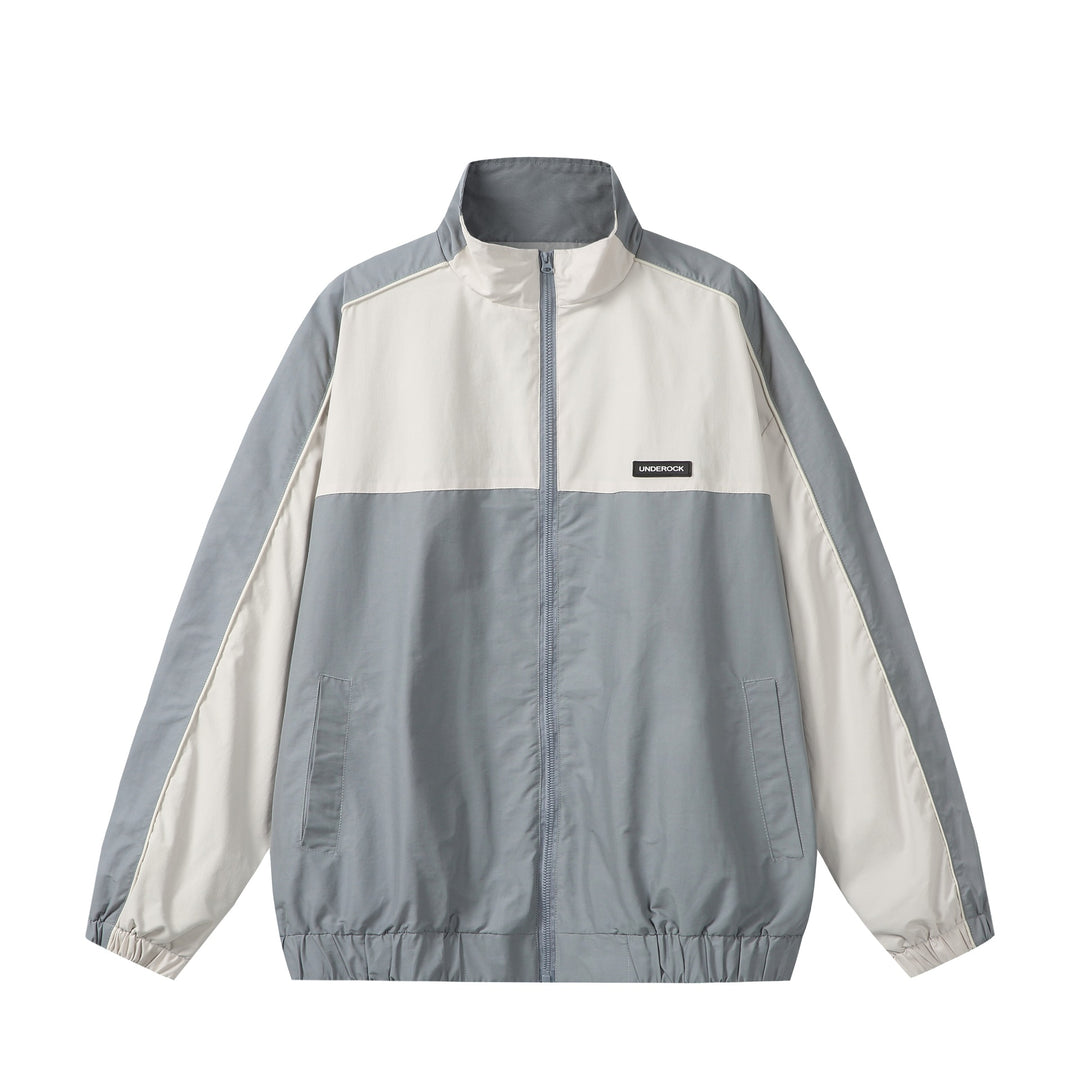 Unisex Sportive Colorblock Track Jacket with Stand-up Collar and Full Zipper Mune Fashion