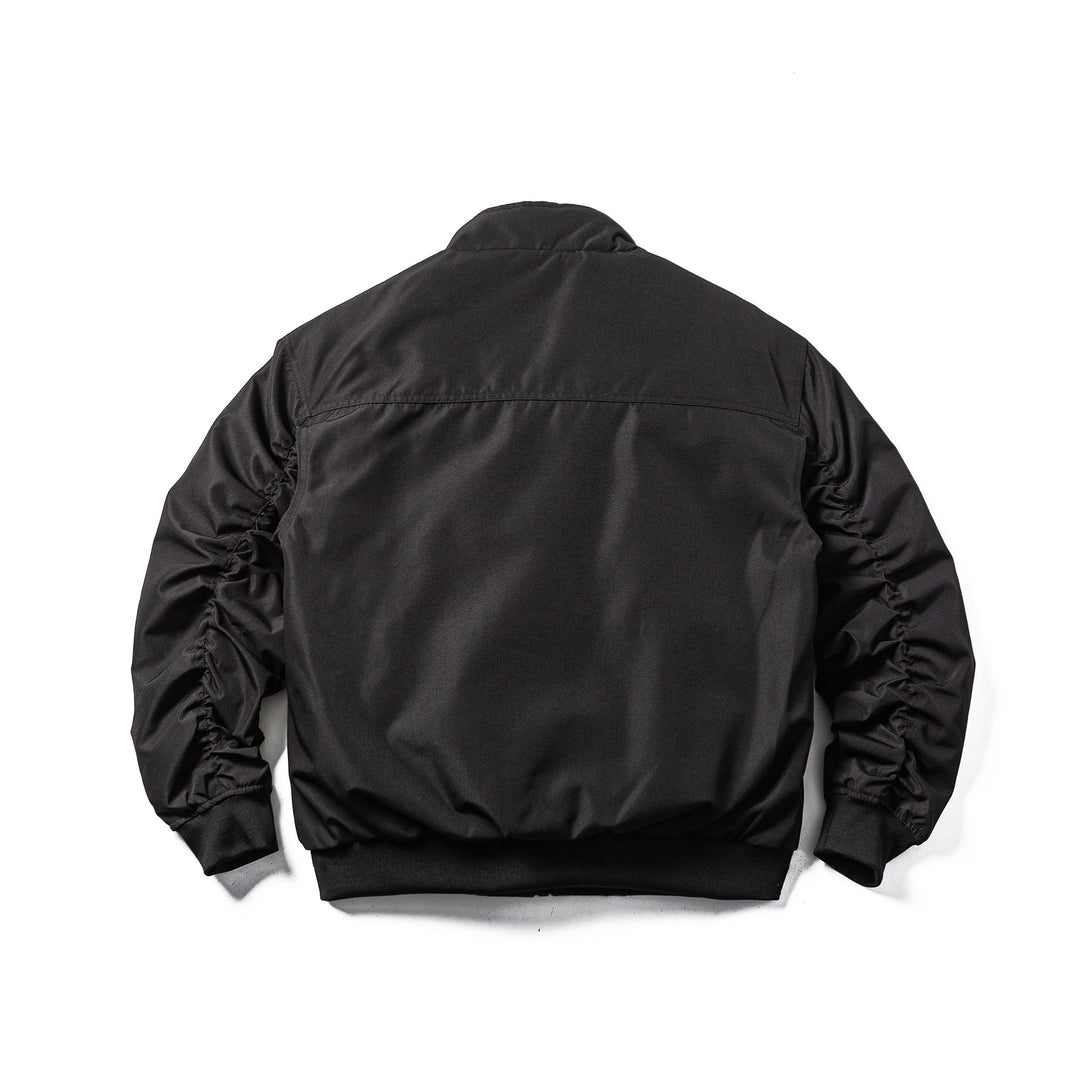 Men's Padded Bomber Jacket in Boxy Cut with High Stand-up Collar and Ribbed Hem Mune Fashion