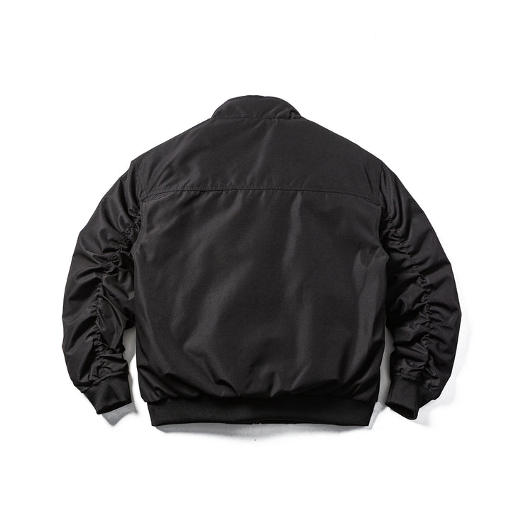 Men's Padded Bomber Jacket in Boxy Cut with High Stand-up Collar and Ribbed Hem Mune Fashion