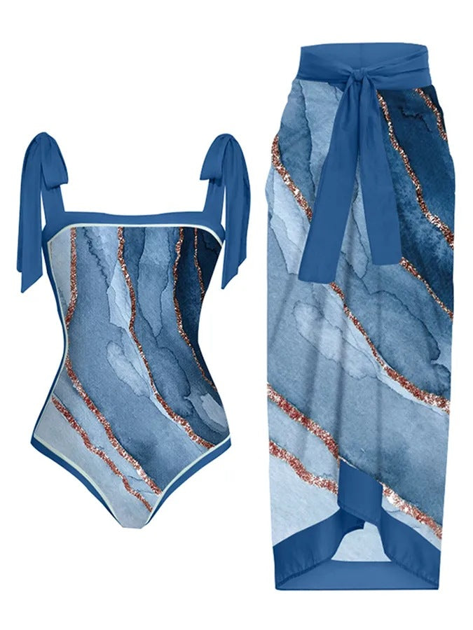 Women's Swimwear Set with Stylish Wrap Skirt Mune Fashion