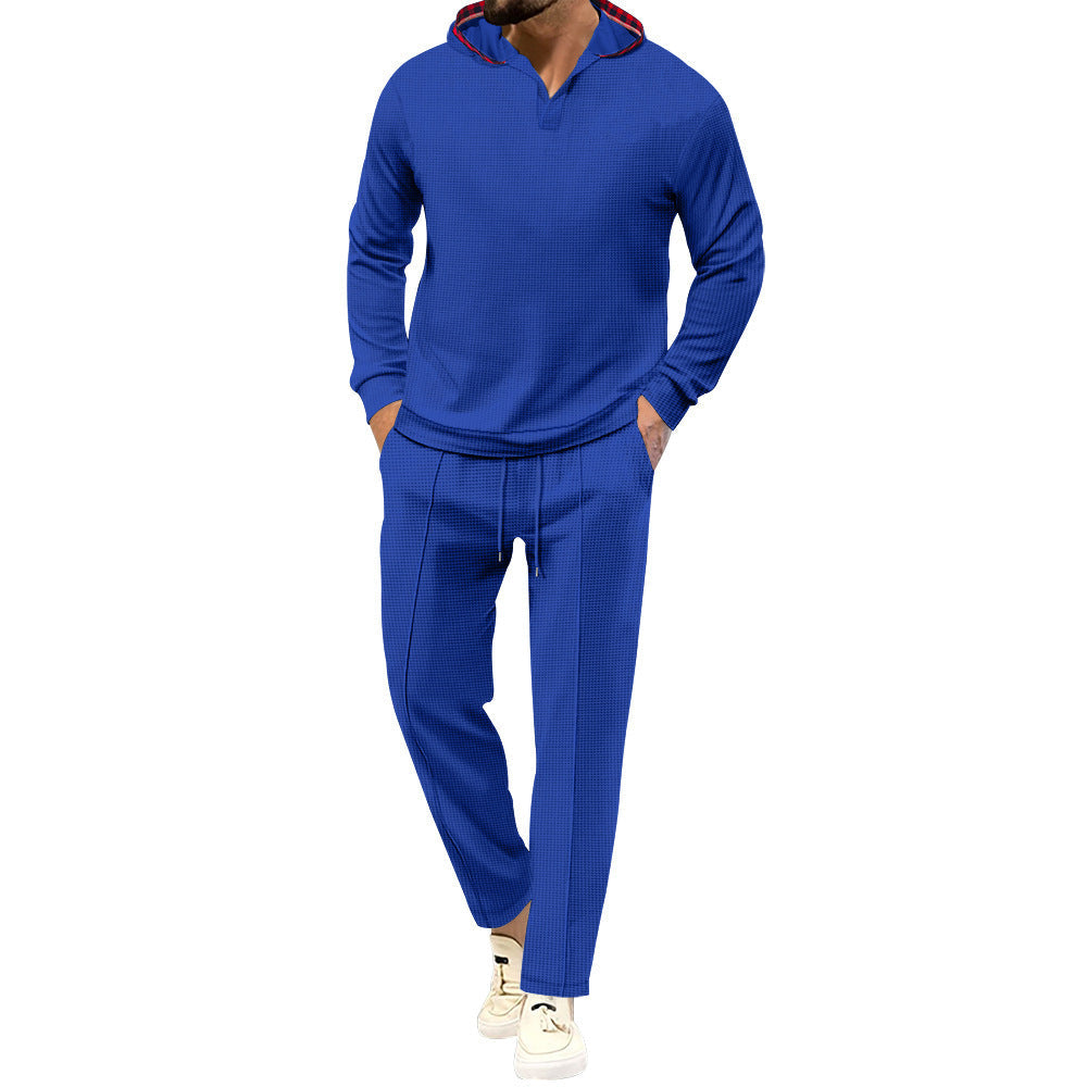 Men's Leisure Suit with Casual Hood and Breathable Structure Mune