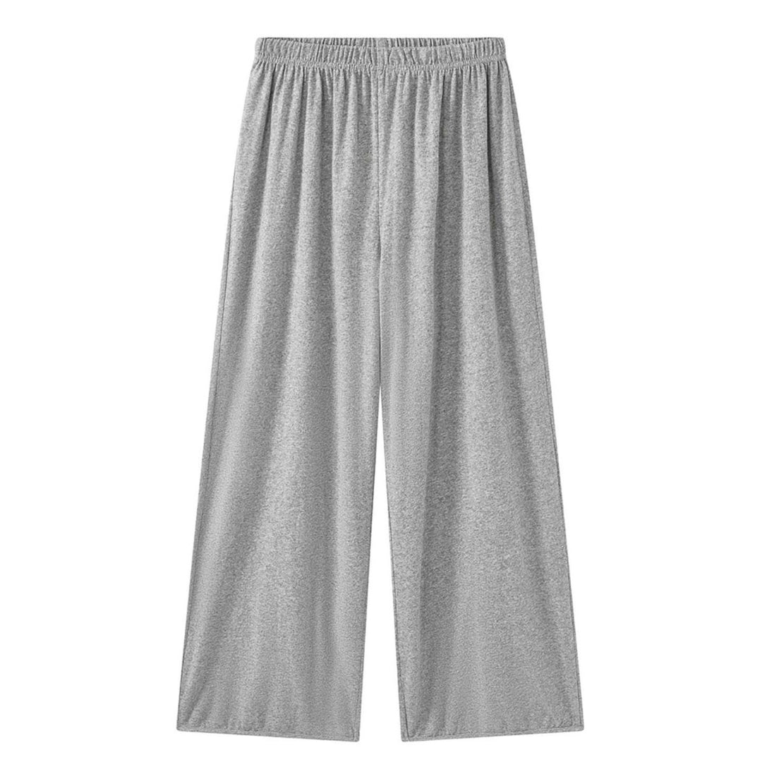 Women Wide Jersey Lounge Pants with Elastic Waistband and Flowing Culotte Silhouette Mune Fashion