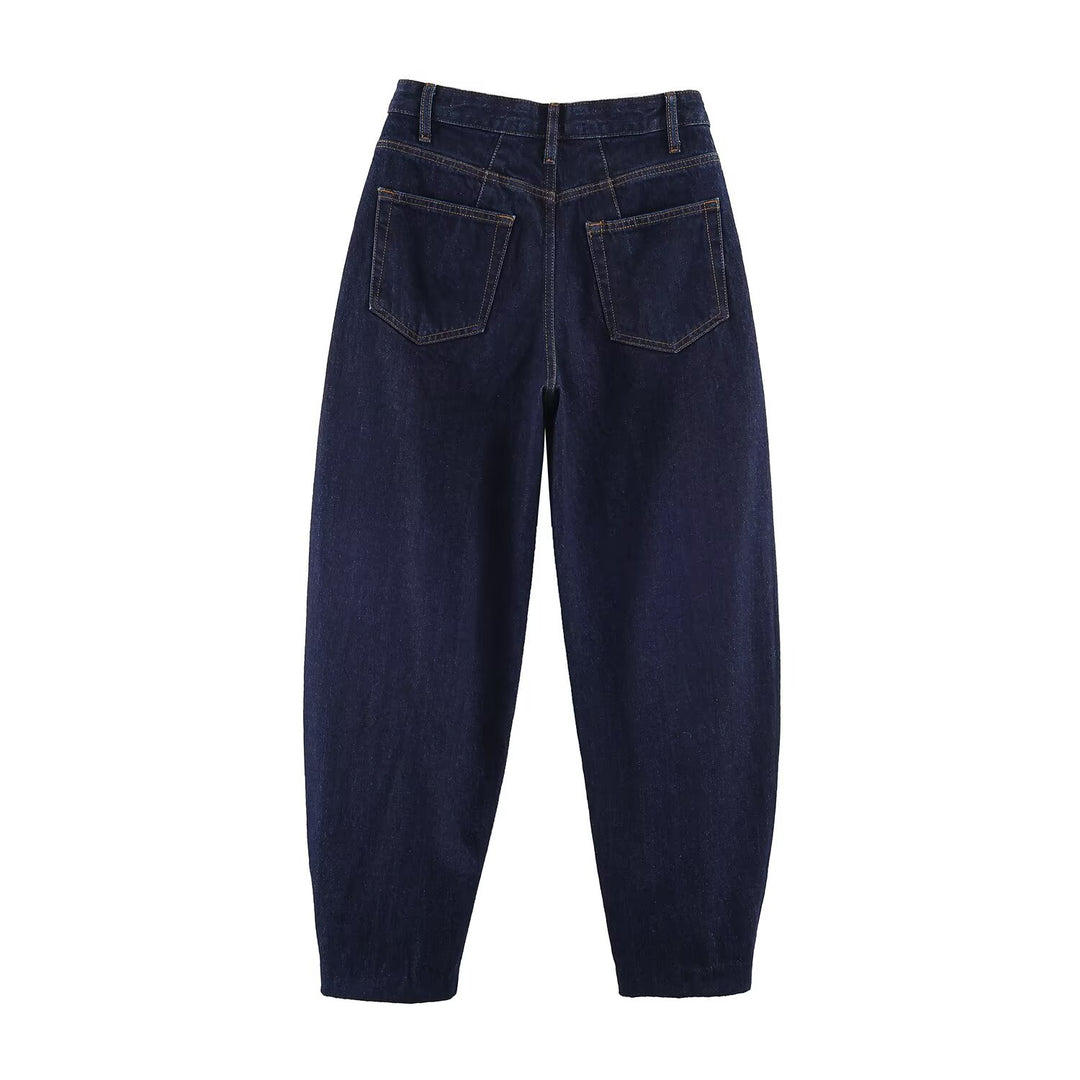 Women High-Waist Balloon Jeans with wide thigh and tapered hem Mune Fashion