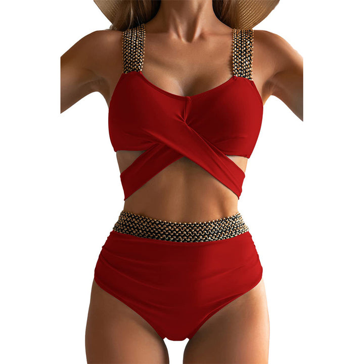 Women's High-Cut Bikini Suit with Glamorous Details Mune Fashion