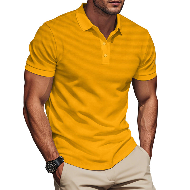 Men's breathable polo with fine waffle structure and two-button placket fitted silhouette Mune Fashion