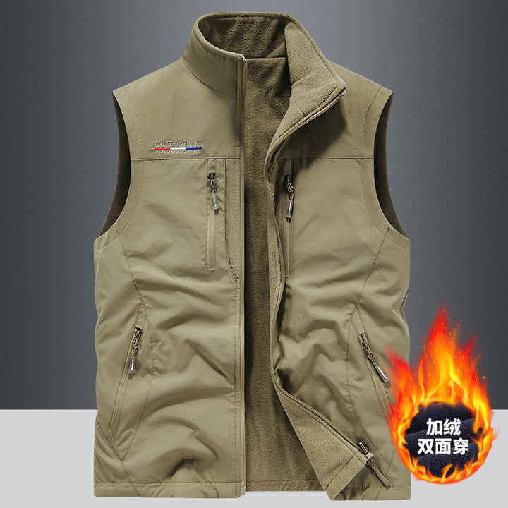Men's Outdoor Utility Fishing Vest with Breathable Mesh Back and Multifunctional Pockets Mune Fashion