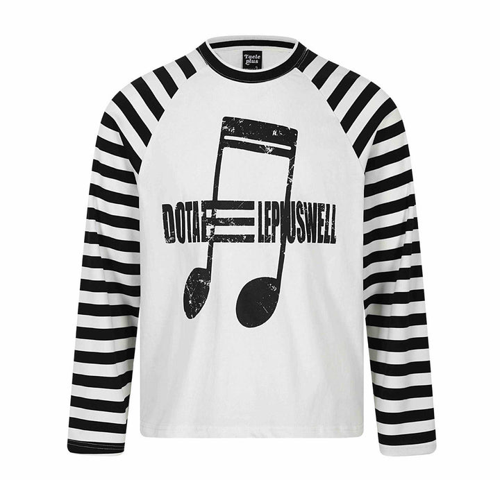 Unisex Long-Sleeve Raglan Longsleeve with Music Print and Striped Sleeves Mune Fashion