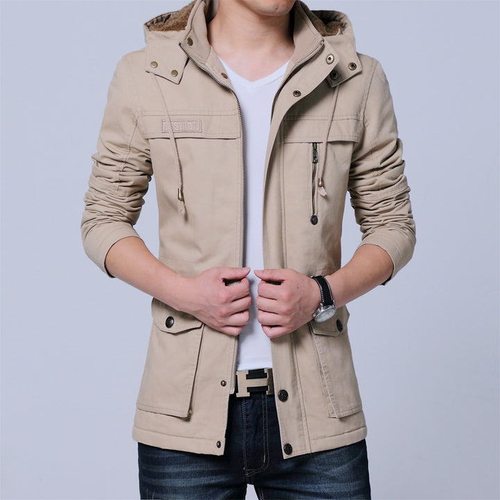Men's Canvas Utility Parka with Hood and Teddy Lining Mune Fashion