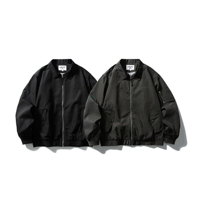 Men's Lightweight Utility Zip Jacket with Zipper, Arm Pocket and Elastic Hem Mune Fashion