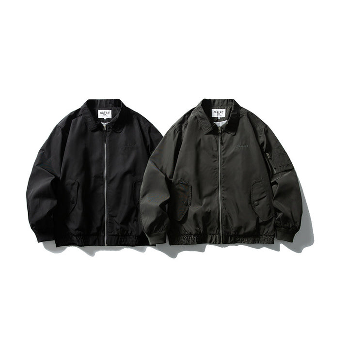 Men's Lightweight Utility Zip Jacket with Zipper, Arm Pocket and Elastic Hem Mune Fashion