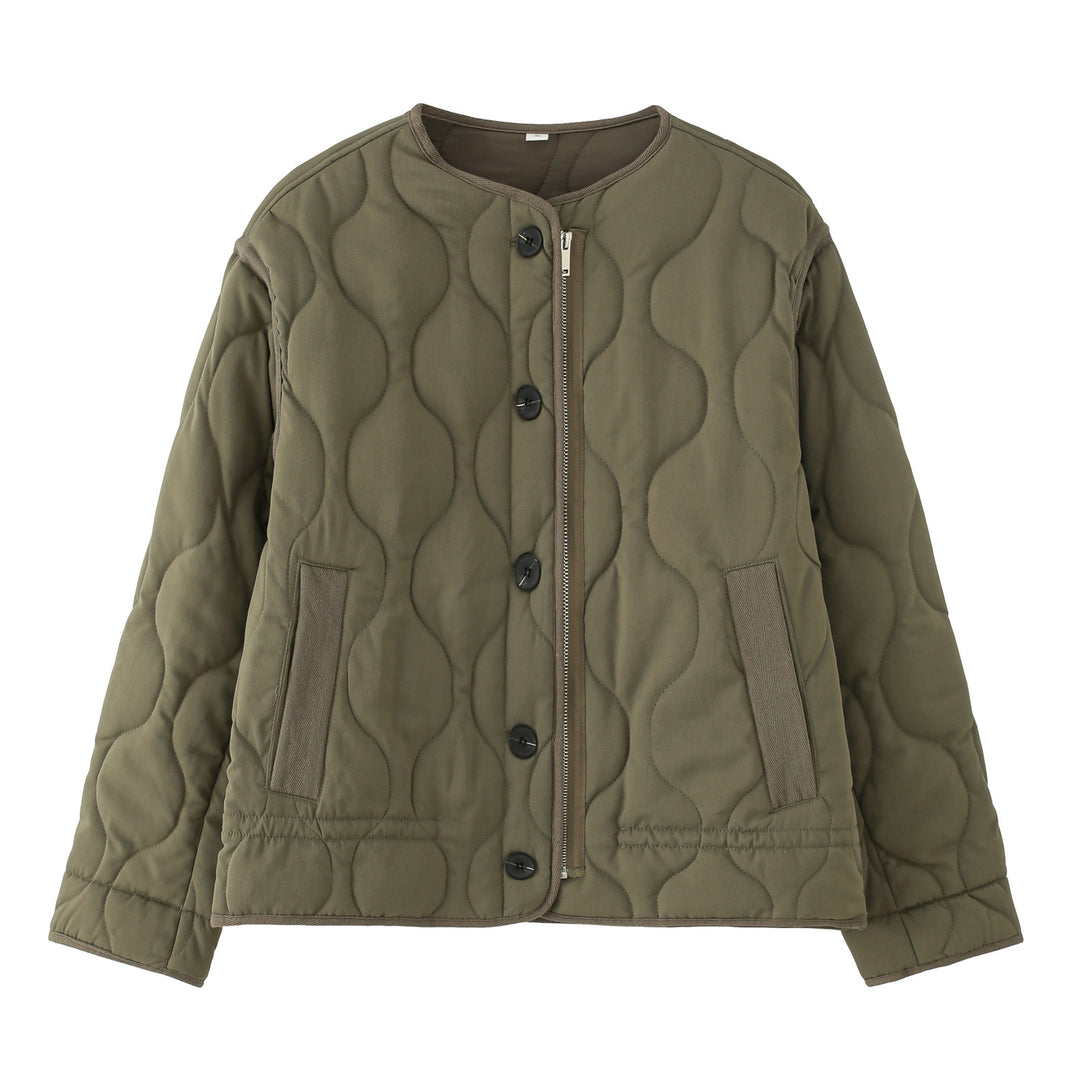 Women's quilted jacket with round quilted pattern, round neck and two-way zip Mune Fashion