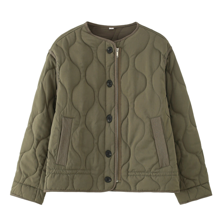 Women's quilted jacket with round quilted pattern, round neck and two-way zip Mune Fashion