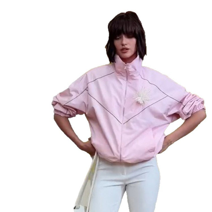 Women’s short bomber-style jacket with sculptural seam design and high stand-up collar Mune Fashion