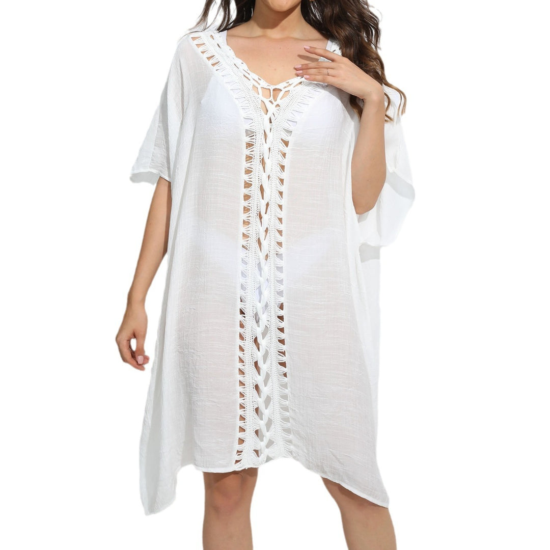 Women's airy kaftan with delicate crochet pattern Mune Fashion