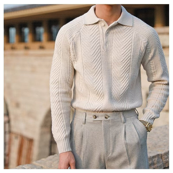 Men's Fashionable Knit Sweater with Quilted Pattern Mune Fashion
