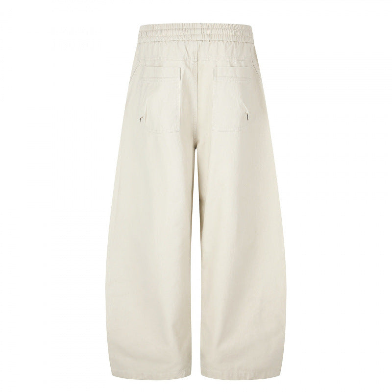Ladies Wide Cropped Cargo Pants with Elastic Waistband, Drawstring and Patch Pockets Mune Fashion