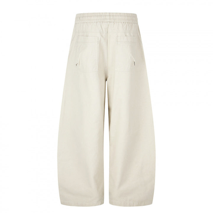 Ladies Wide Cropped Cargo Pants with Elastic Waistband, Drawstring and Patch Pockets Mune Fashion