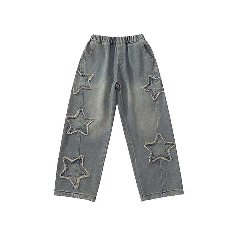 Women's Baggy Jeans with Star Applications Mune Fashion